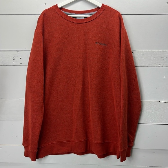 COLUMBIA Red Orange Knit Long Sleeve Shirt Sweatshirt Size XXL - Picture 1 of 6